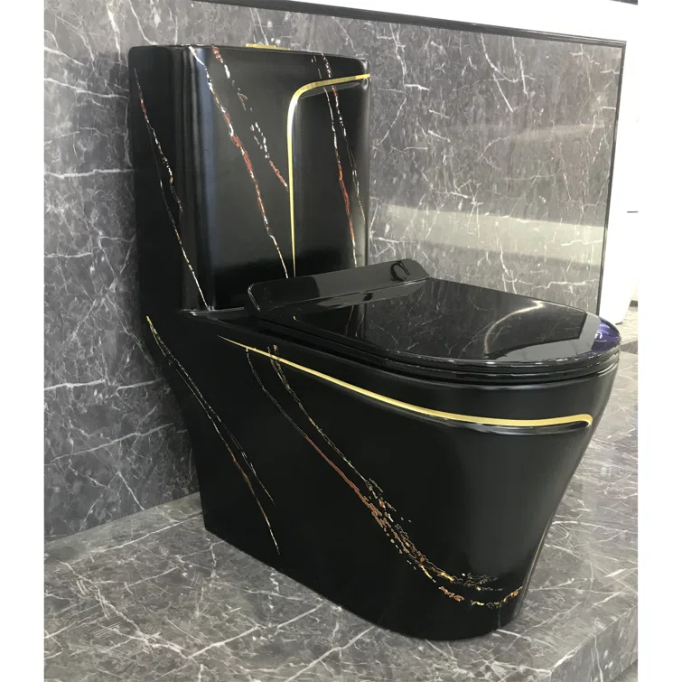 1.85 Gallons Per Minute GPF Elongated Height One-Piece Black Toilet (Seat  Included)