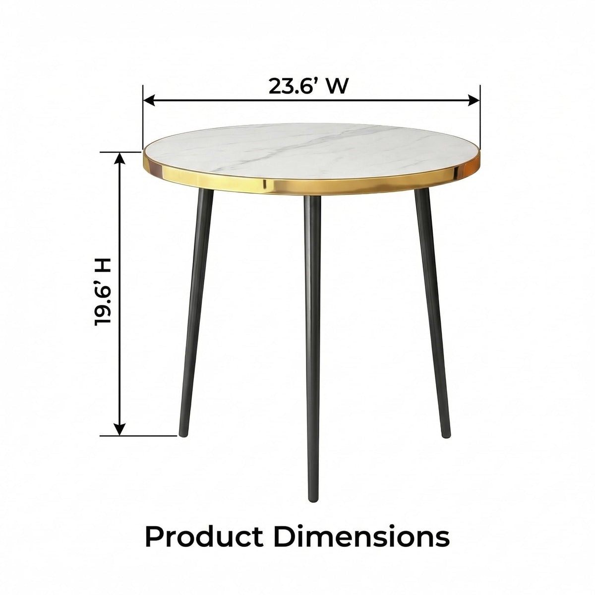 Round Side Table, Gold Metal Frame AccentTable with Marble Texture Top, Modern EndTable for Living Room Bedroom, SmallSpaces