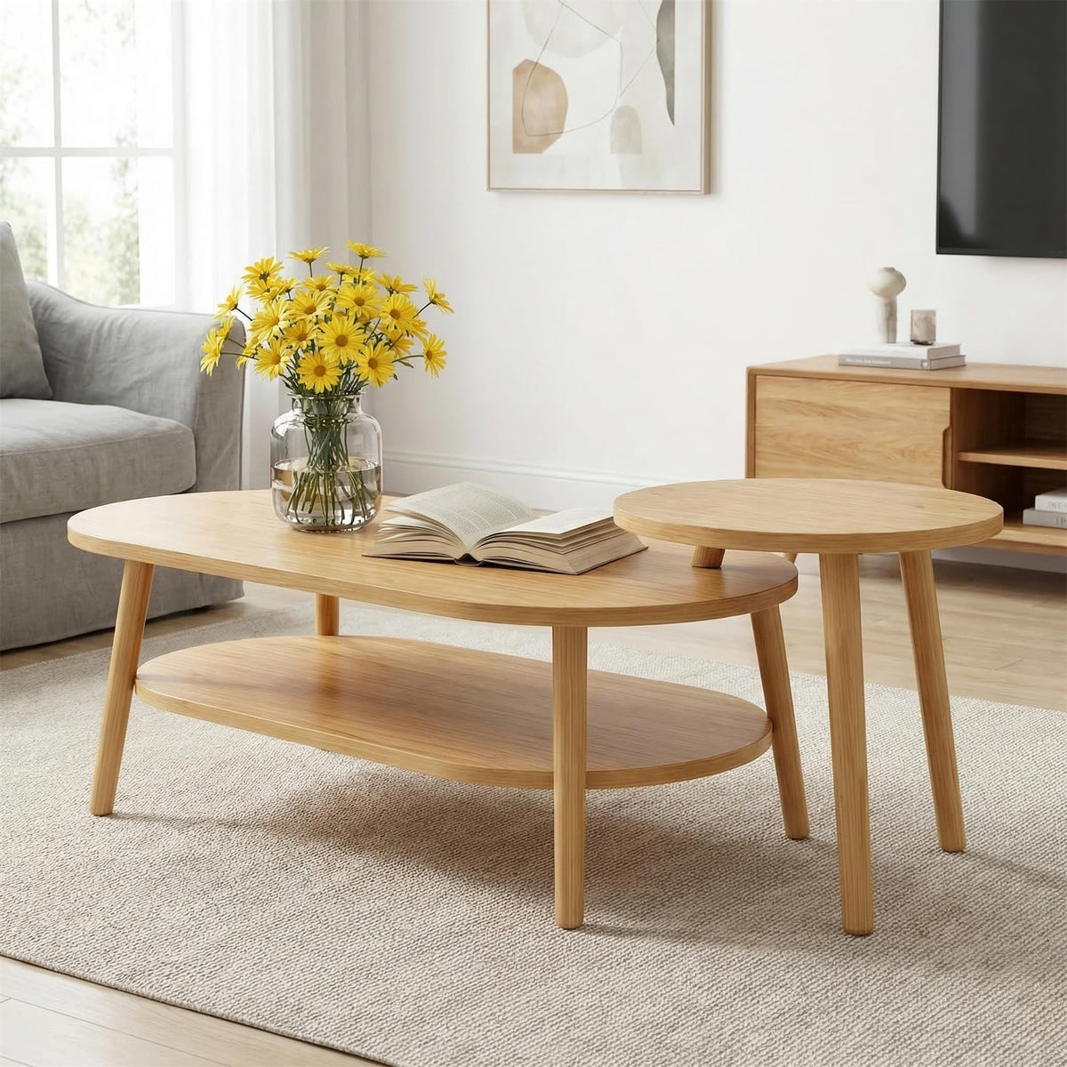 🔥🔥 Best-Seller at a Great Value!!! Modern Two-Tier Round Storage Table