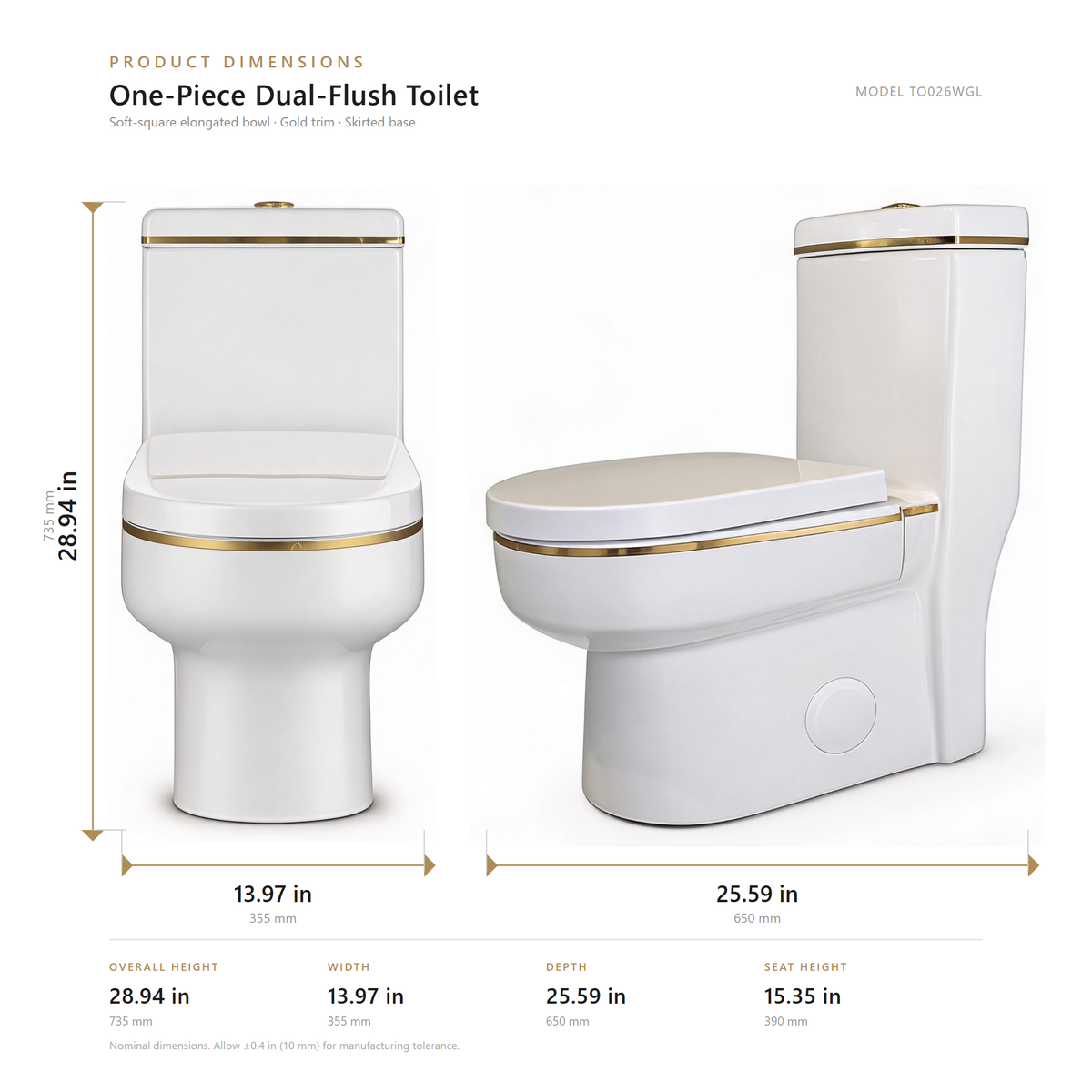 Gold Trim One-Piece Toilet