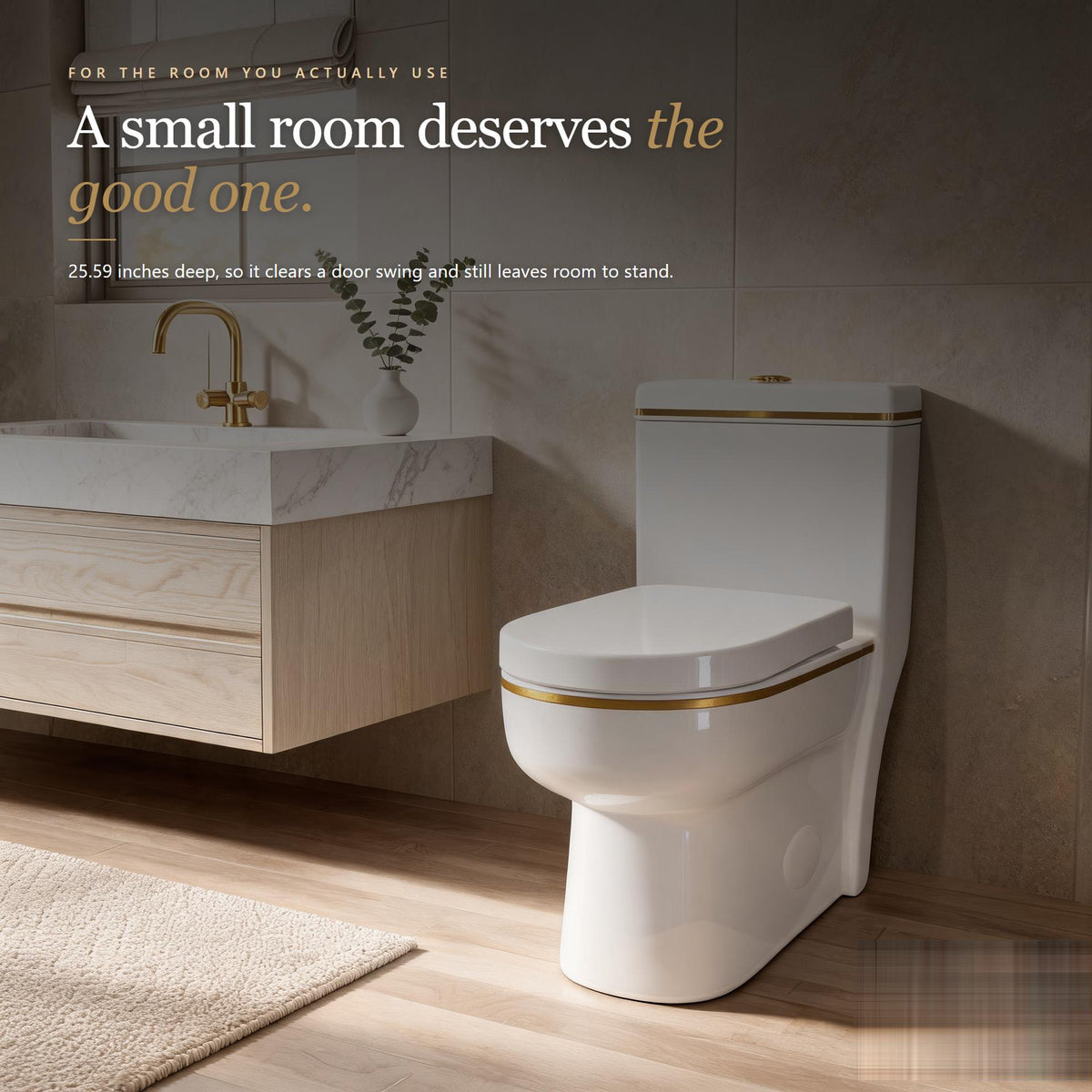 Gold Trim One-Piece Toilet