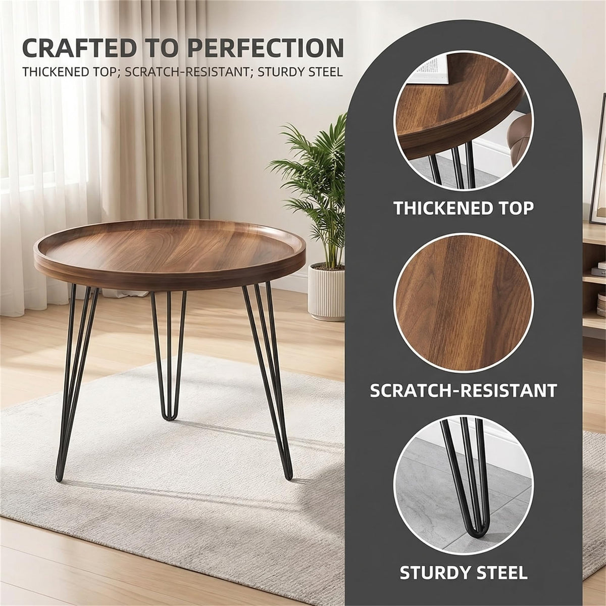 HOT SALE✨✨30%OFF  ||  Modern minimalist, luxury-style small round walnut table—the perfect companion for your bedroom.