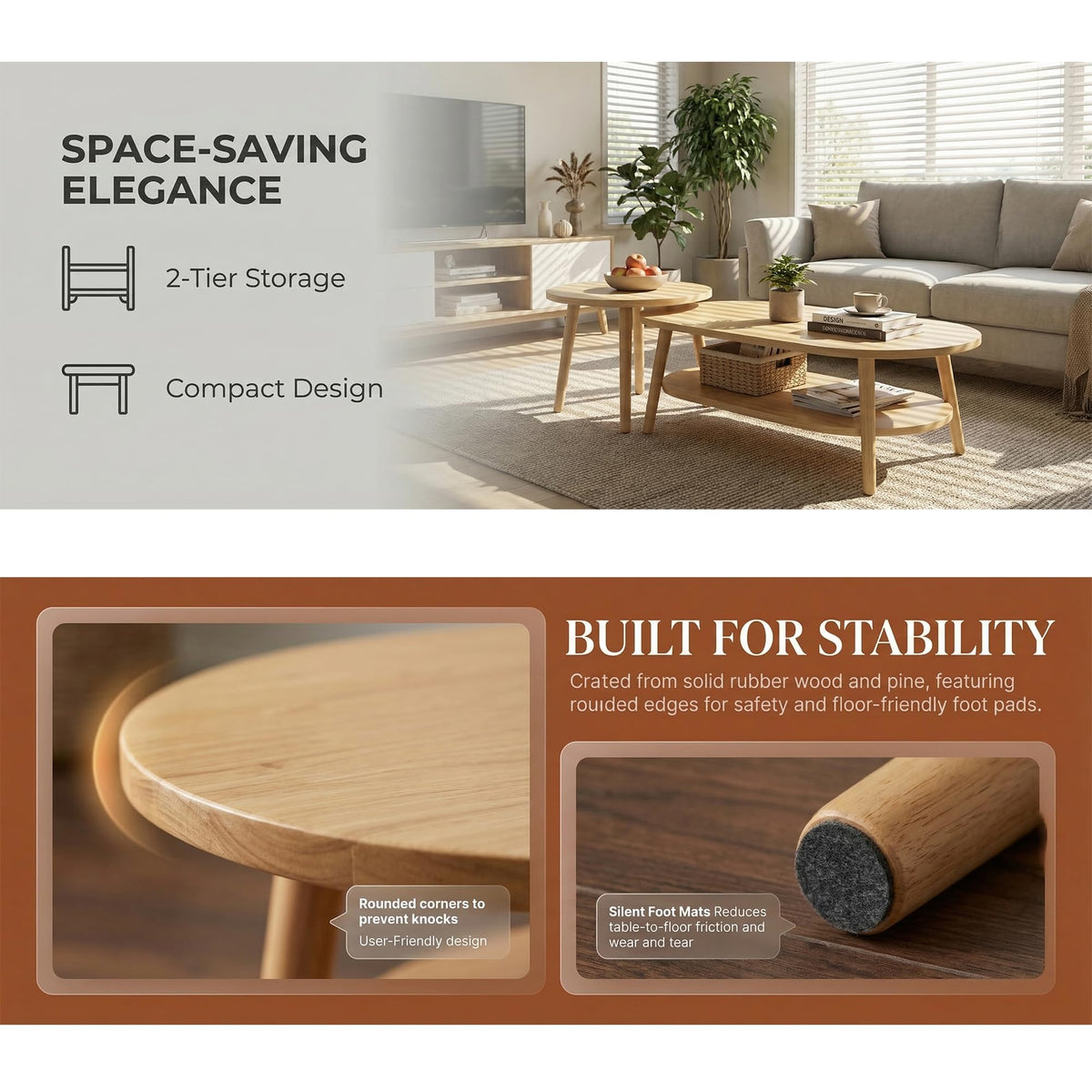 🔥🔥 Best-Seller at a Great Value!!! Modern Two-Tier Round Storage Table