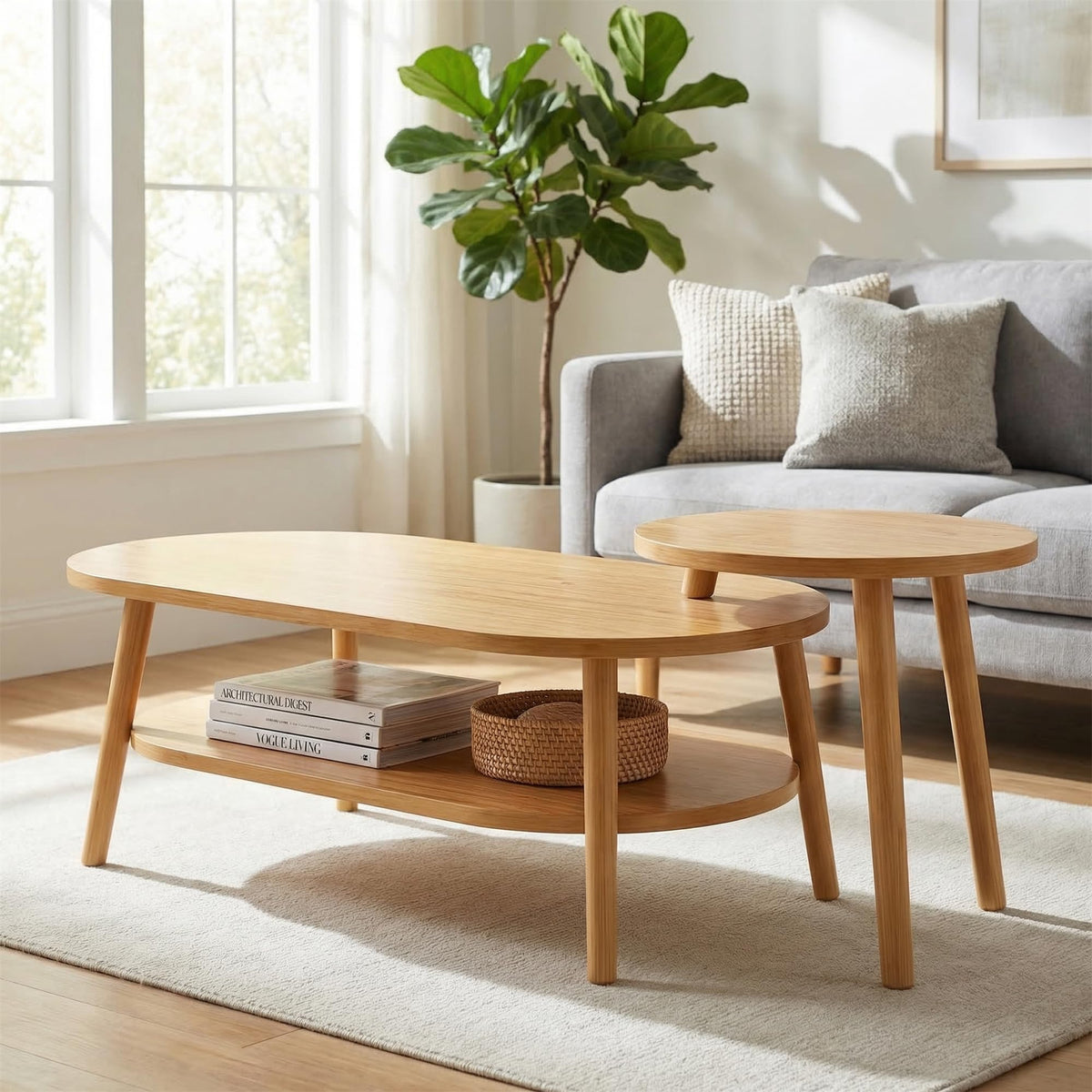 🔥🔥 Best-Seller at a Great Value!!! Modern Two-Tier Round Storage Table