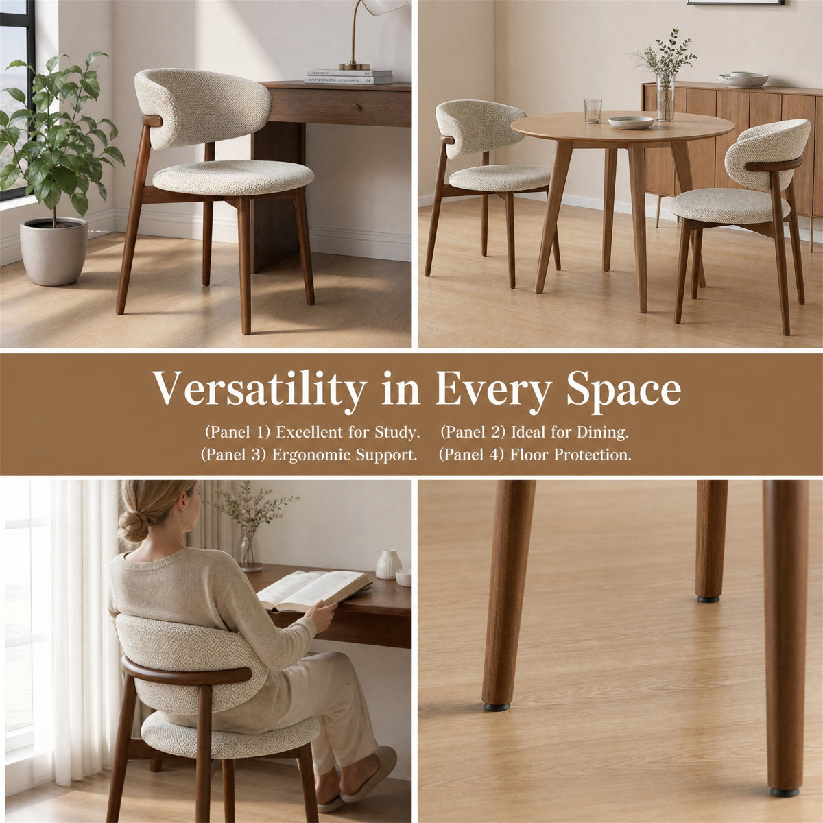 Curved Linen Dining Chair