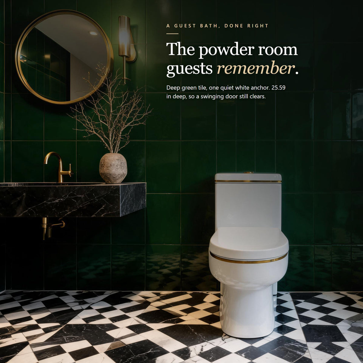 Gold Trim One-Piece Toilet