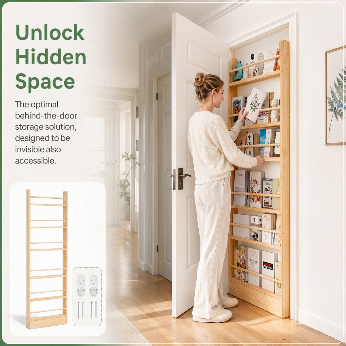 Six-Tier Solid Wood Bookshelf