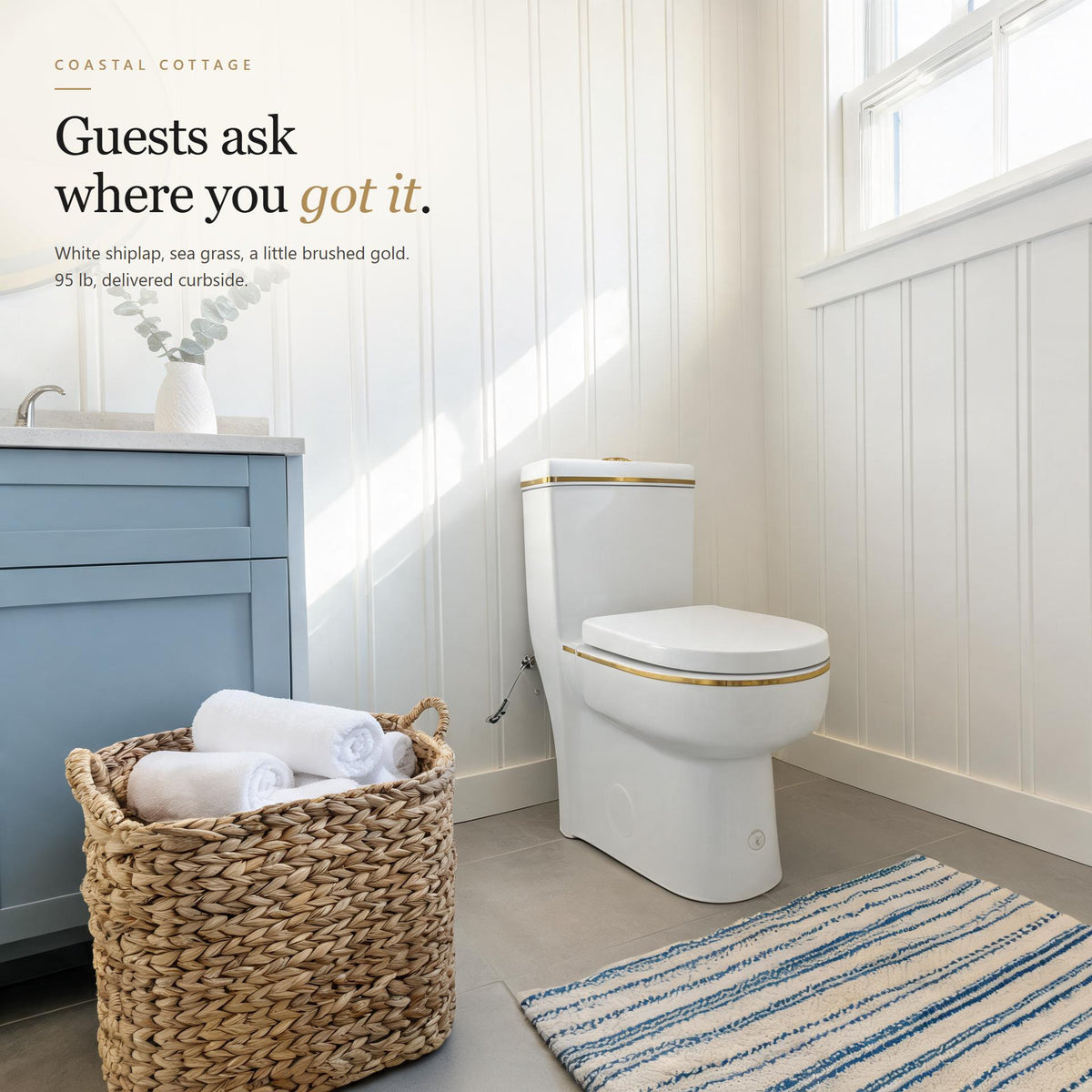Gold Trim One-Piece Toilet