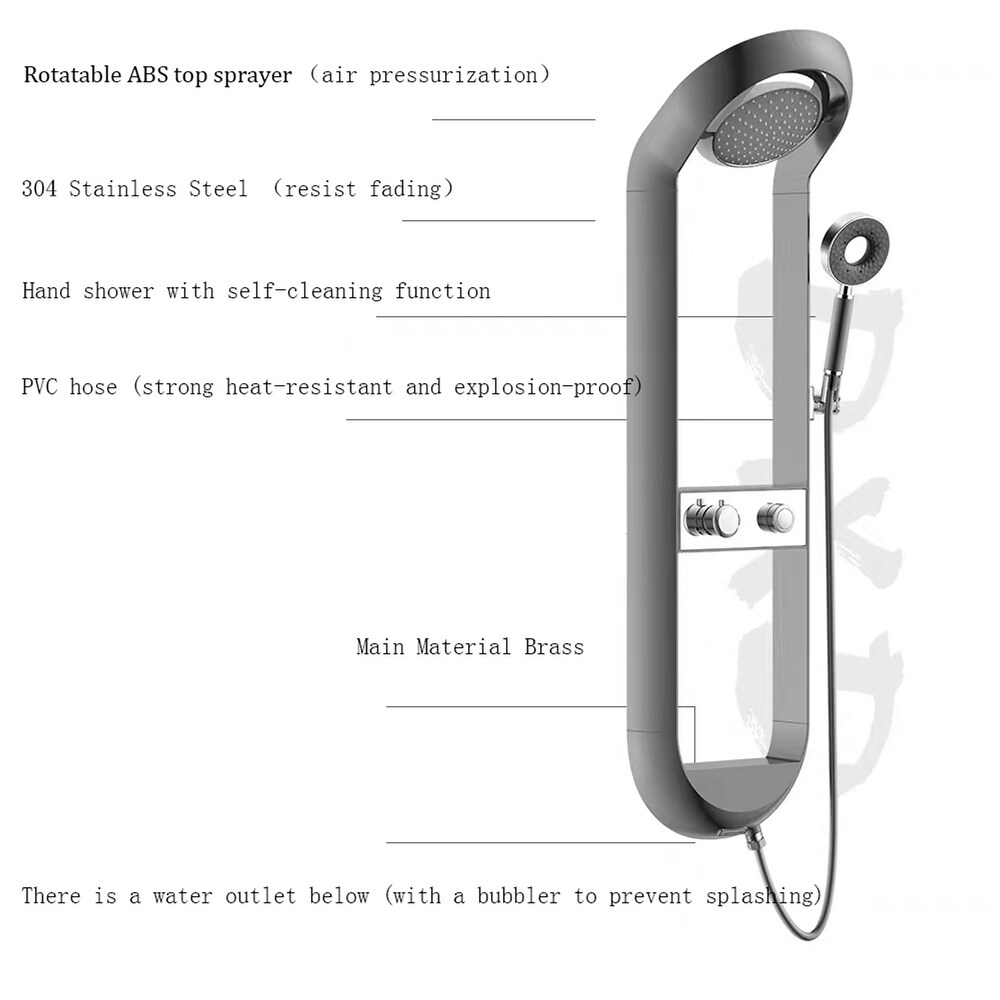 Shower System Adjustable Water Angle Mode with Double Shelves (White)