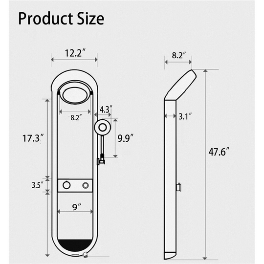 Shower System Adjustable Water Angle Mode with Double Shelves (Black)