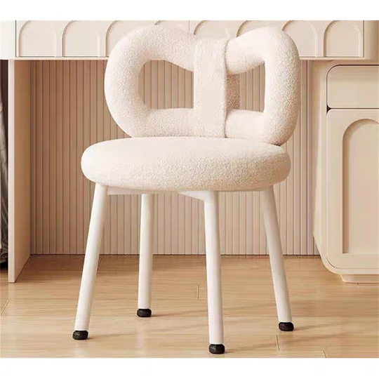 Modern White Teddy Velvet Vanity Stool Makeup Accent Chair