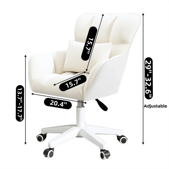 Modern White Swivel Office Chair Adjustable Height Ergonomic Linen Armless Desk Chair