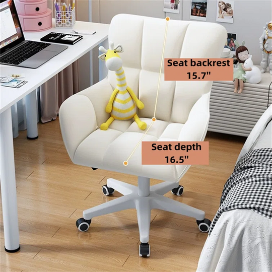 Modern White Swivel Office Chair Adjustable Height Ergonomic Linen Armless Desk Chair