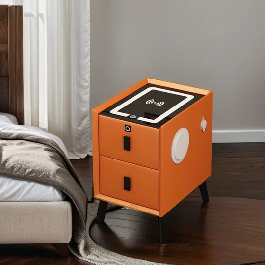 Modern Smart Floating Nightstand with Wireless Charging & Bluetooth Speakers & USB Port