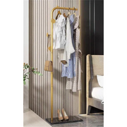 77" Modern L-Shaped Metal Cloth Rack with Marble Base