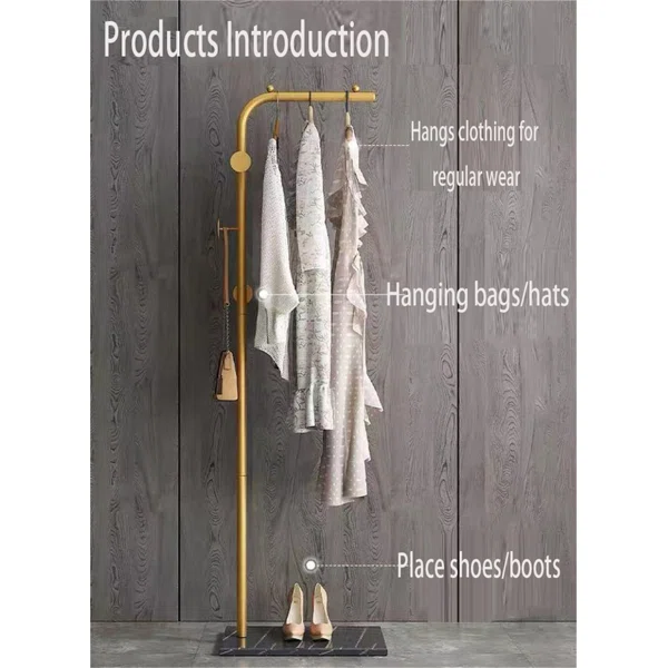 77" Modern L-Shaped Metal Cloth Rack with Marble Base