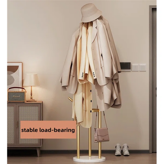 Gold Standing Coat Rack with 9 Hooks and 2 Shelves Modern Entryway Clothing Rack