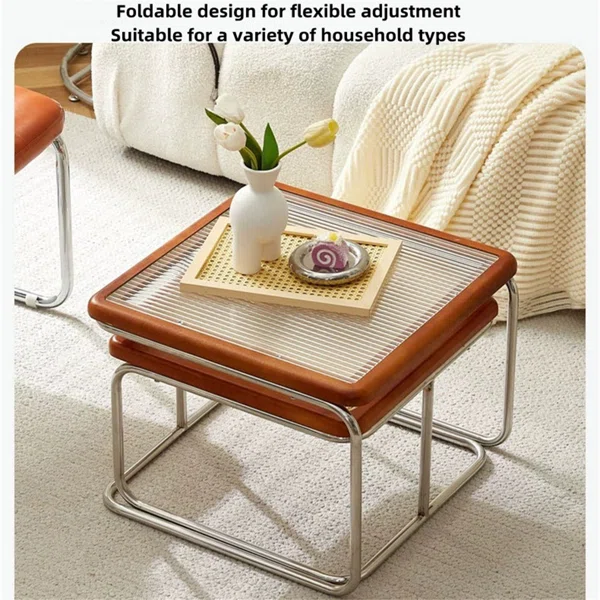 Coffee Table Set with Glass Table Top  and Rattan Composition, Solid Wood Frame, Solid and Durable