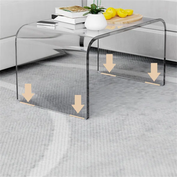 Modern Clear Acrylic End Table with Storage C-Shaped Side Table