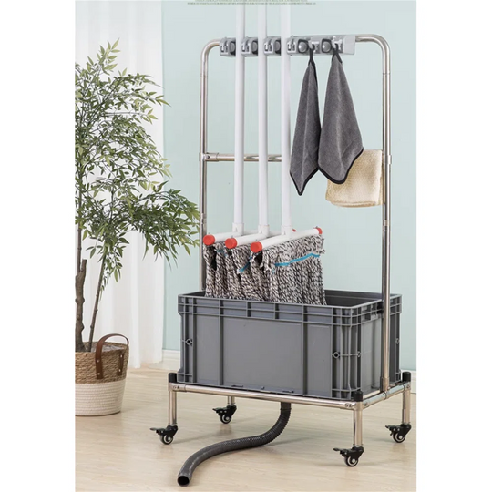 Broom and Mop Holder Put Wet Mops Movable Floor-Mounted Mop Rack Floor Standing Cleaning Tool Cart Storage for Garden Garage Schools, Hospitals, Factories, Hotels,Property Companies