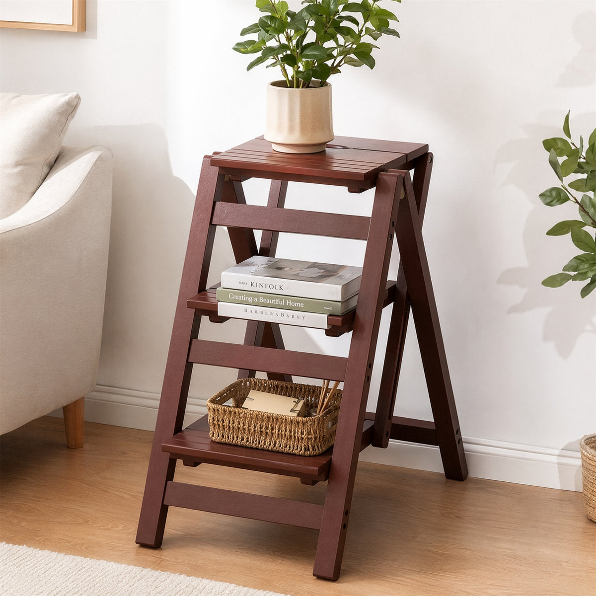 Walnut Folding Step Stool