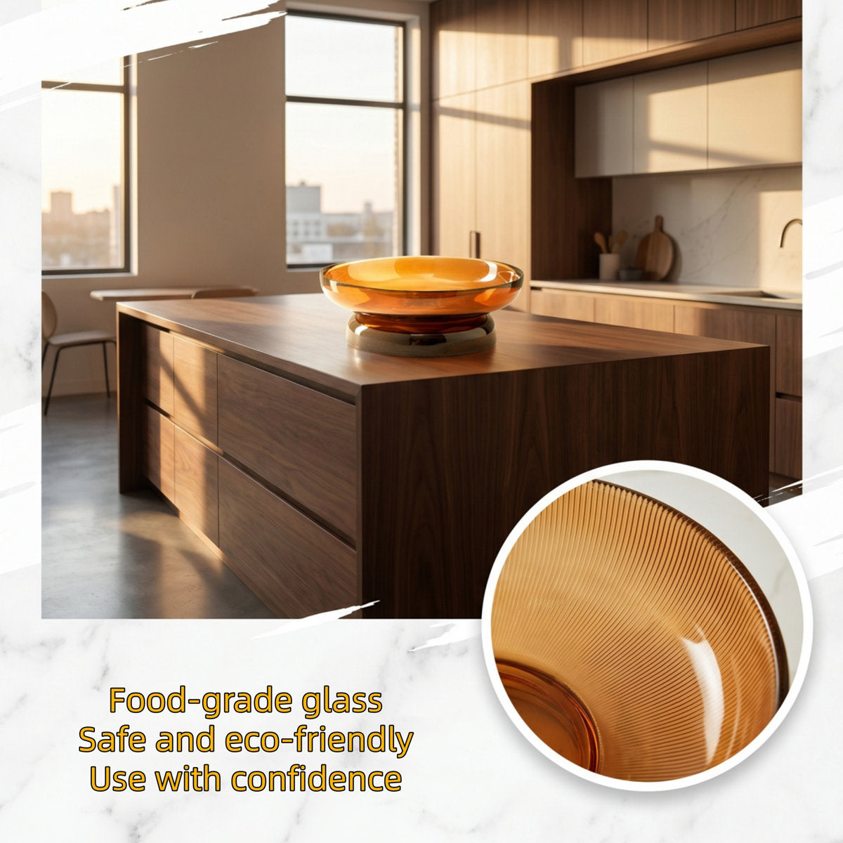 Amber Glass Footed Bowl