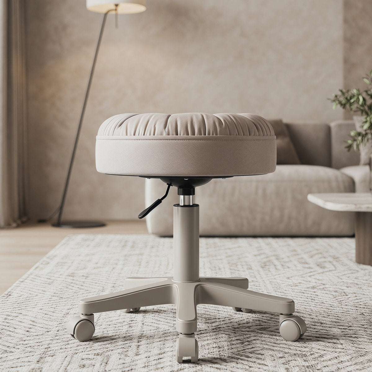 Rolling Vanity Stool with Wheels | Adjustable 15.7–19.7"