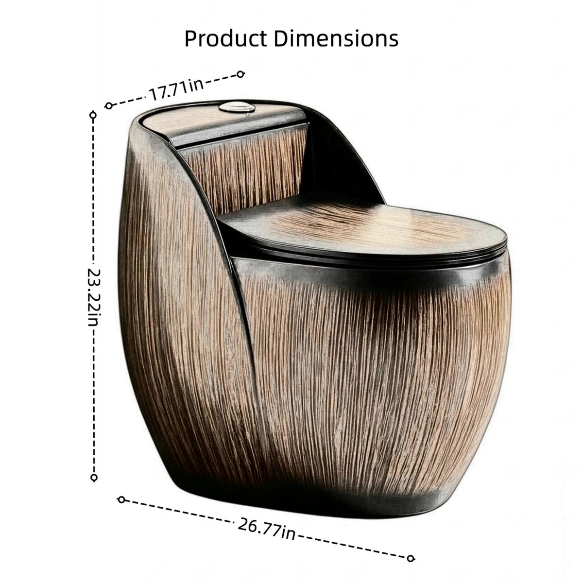 Wood-Grain One-Piece Toilet