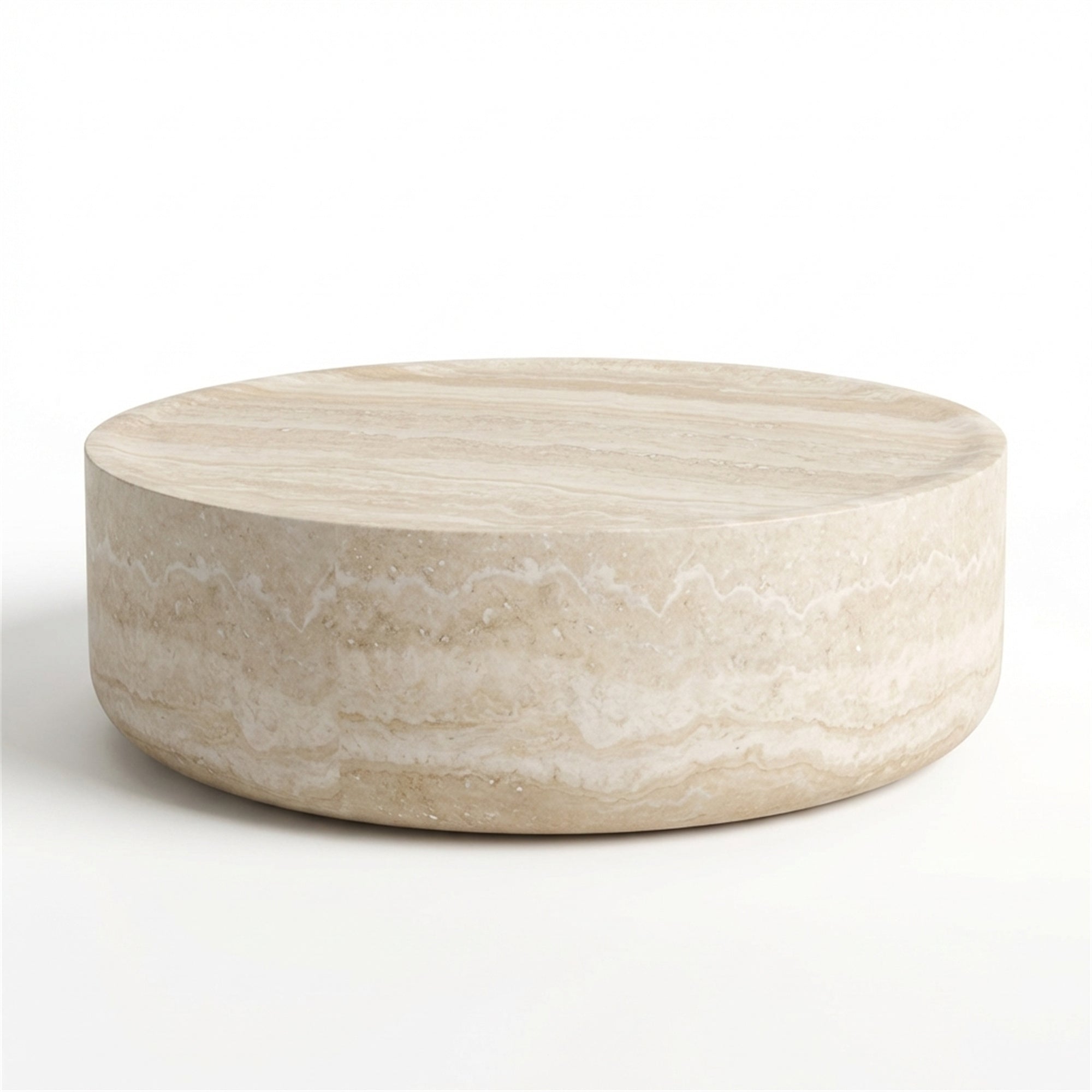 39.37'' Faux MARS Pattern Coffee Tables for Living Room Round Tea Faux Travertine Textured table for Living Room, No Need Assembly