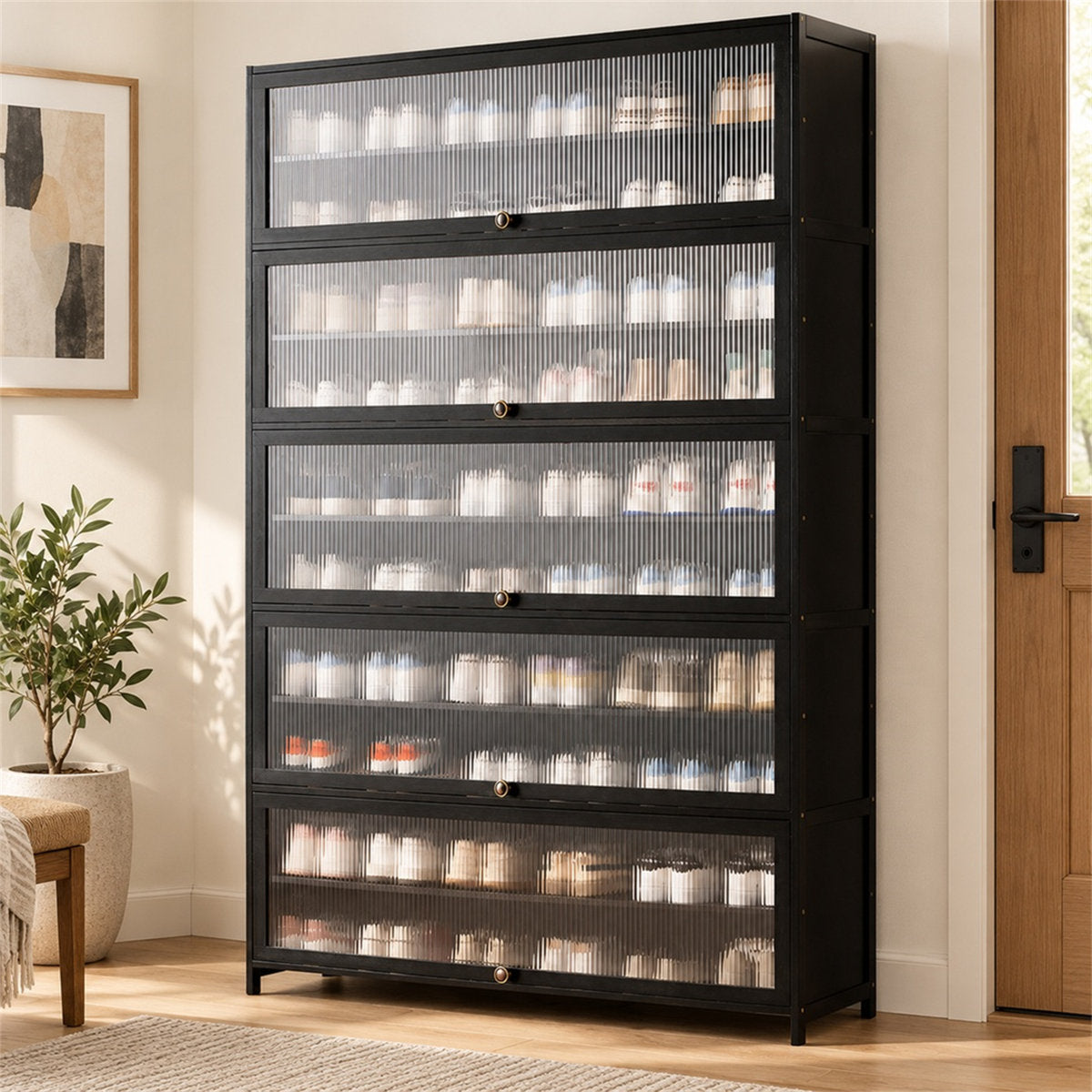 Reeded Acrylic Shoe Cabinet