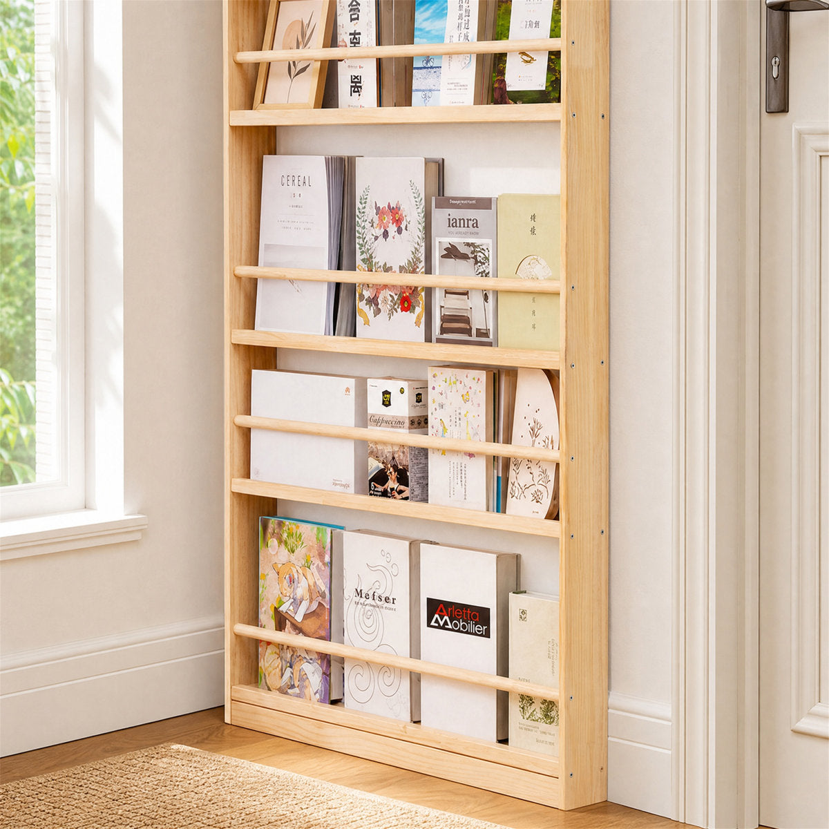 Six-Tier Solid Wood Bookshelf