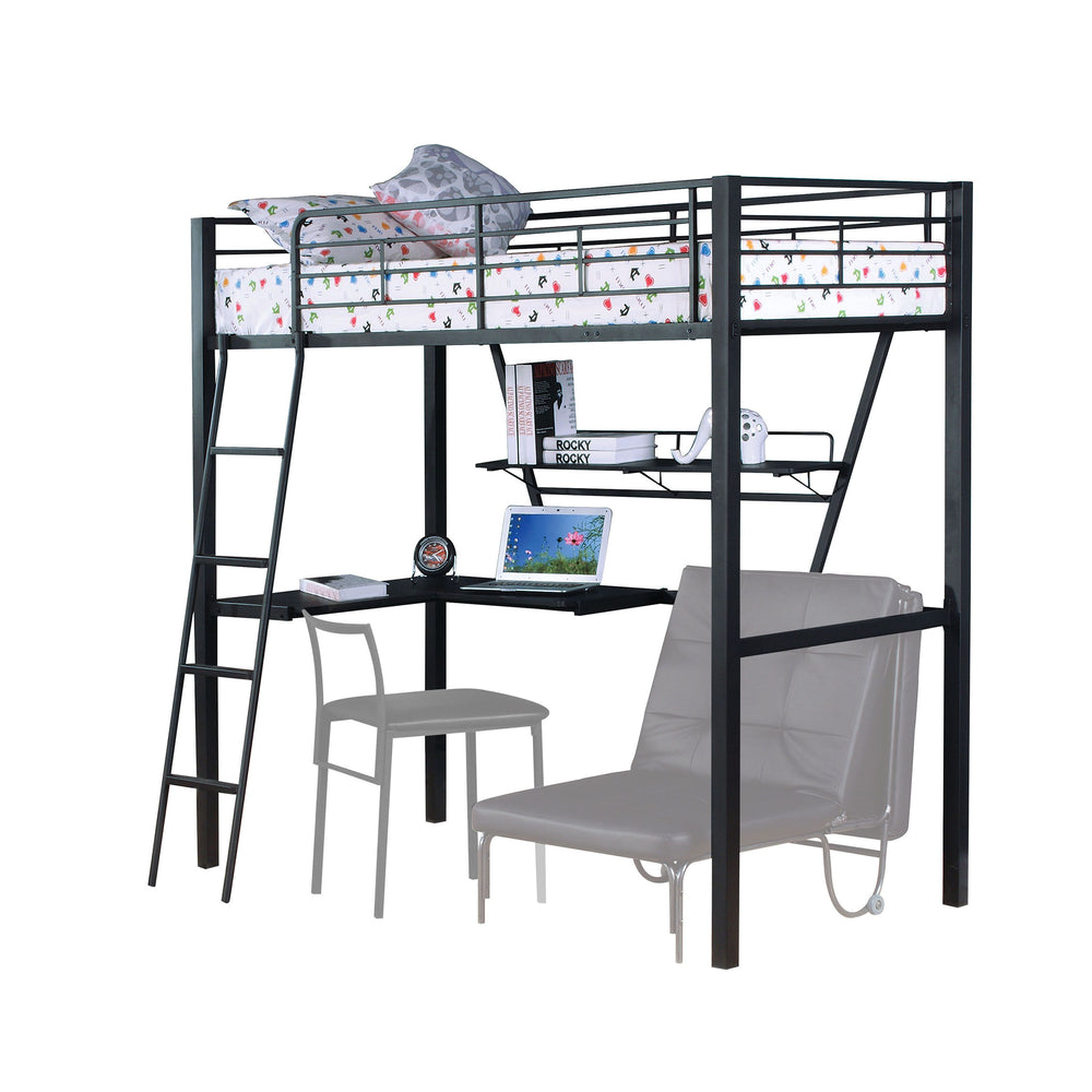 Loft Bed & Desk in Silver & Black