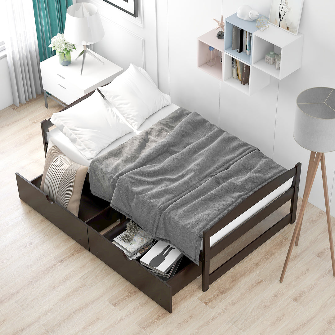 Twin size platform bed, with two drawers, espresso