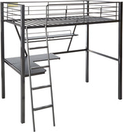 Loft Bed & Desk in Silver & Black