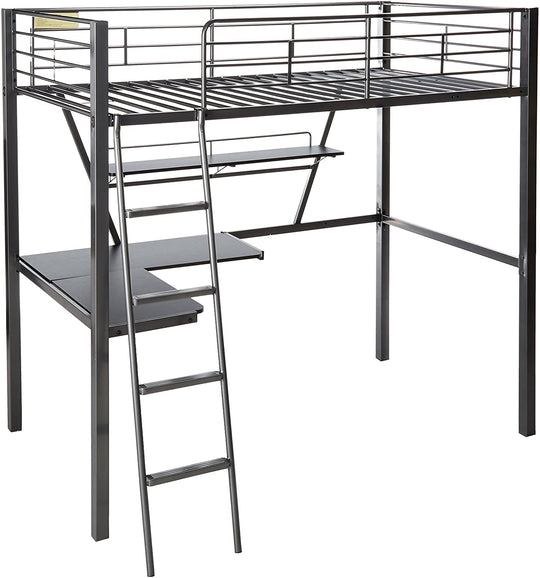 Loft Bed & Desk in Silver & Black