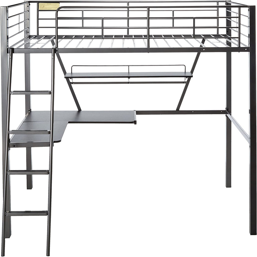 Loft Bed & Desk in Silver & Black