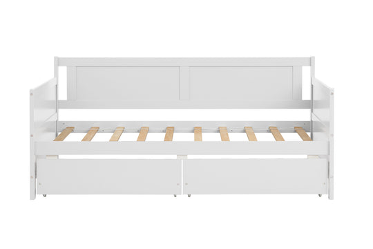 Daybed with two drawers, Twin size Sofa Bed, Two Storage Drawers for Bedroom,Living Room ,White