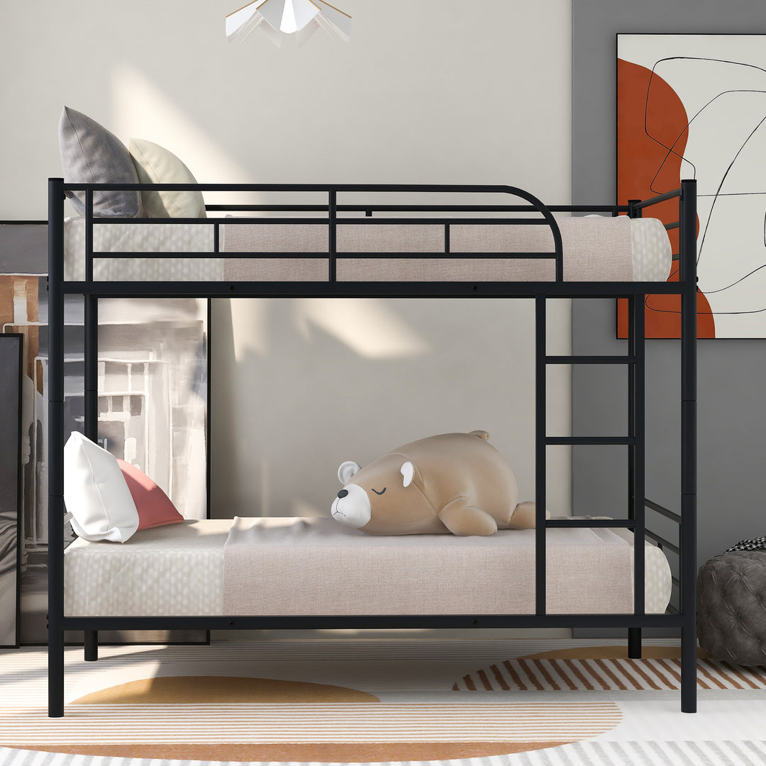 Twin Over Twin Metal Bunk Bed (Black)