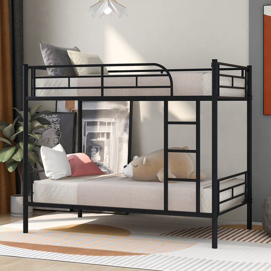 Twin Over Twin Metal Bunk Bed (Black)