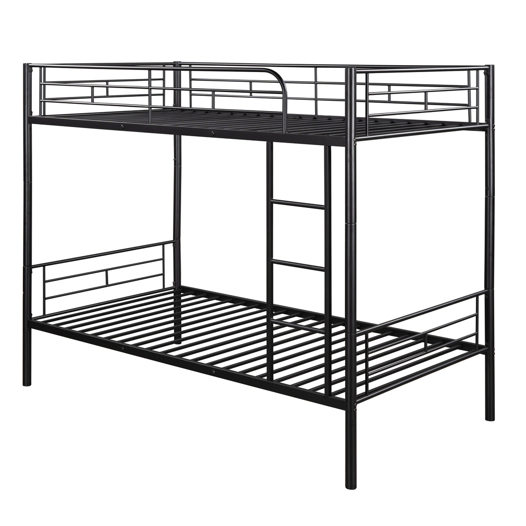 Twin Over Twin Metal Bunk Bed (Black)