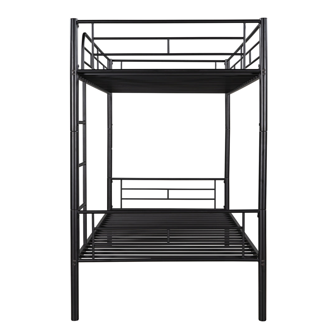 Twin Over Twin Metal Bunk Bed (Black)