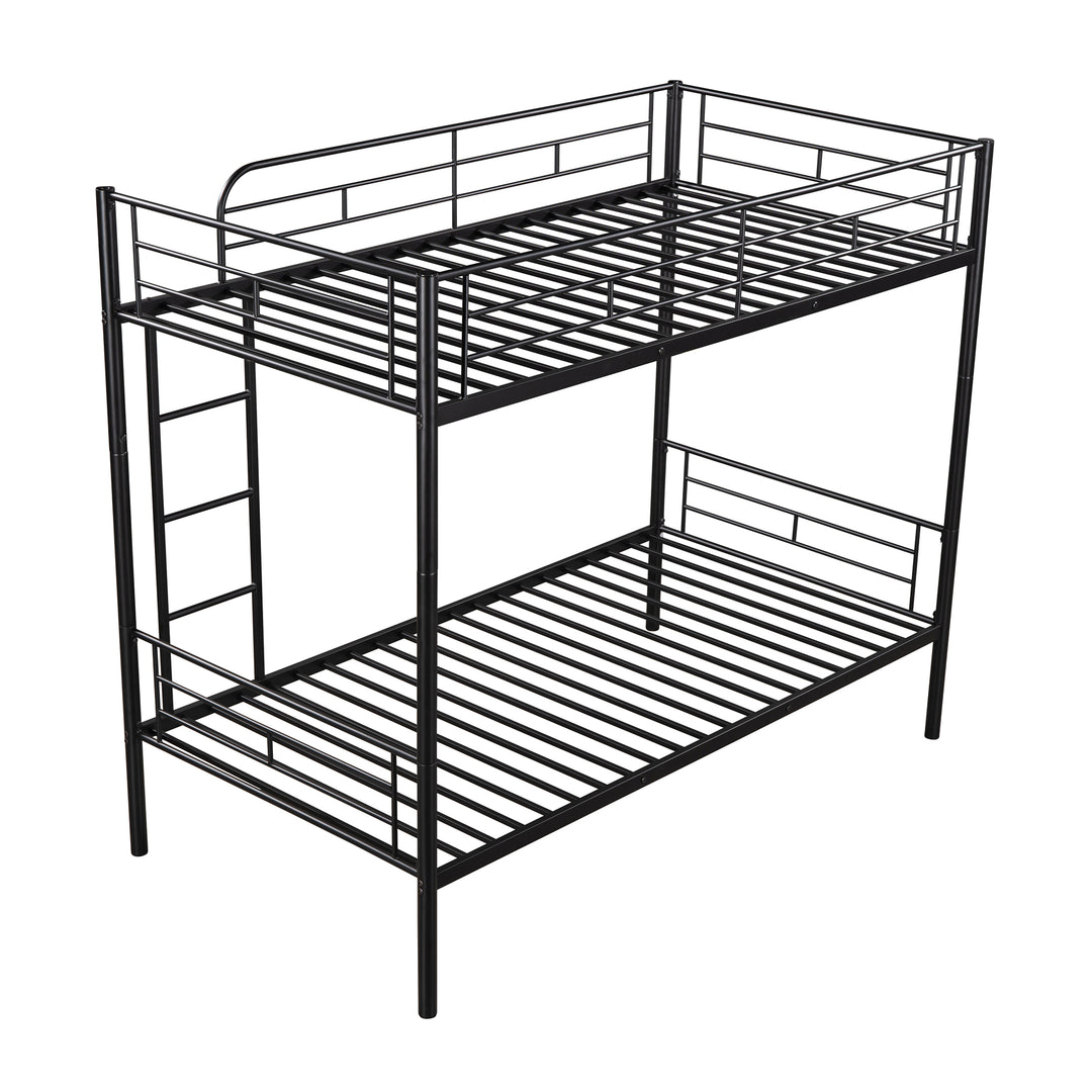 Twin Over Twin Metal Bunk Bed (Black)