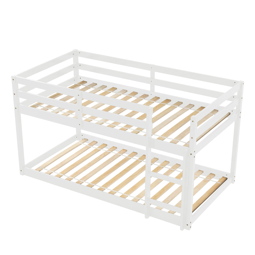 Twin over Twin Floor Bunk Bed, White