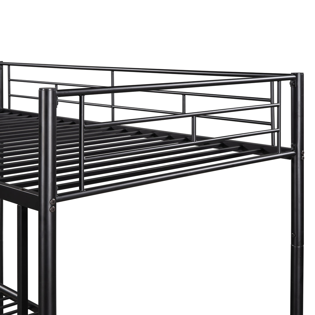 Twin Over Twin Metal Bunk Bed (Black)