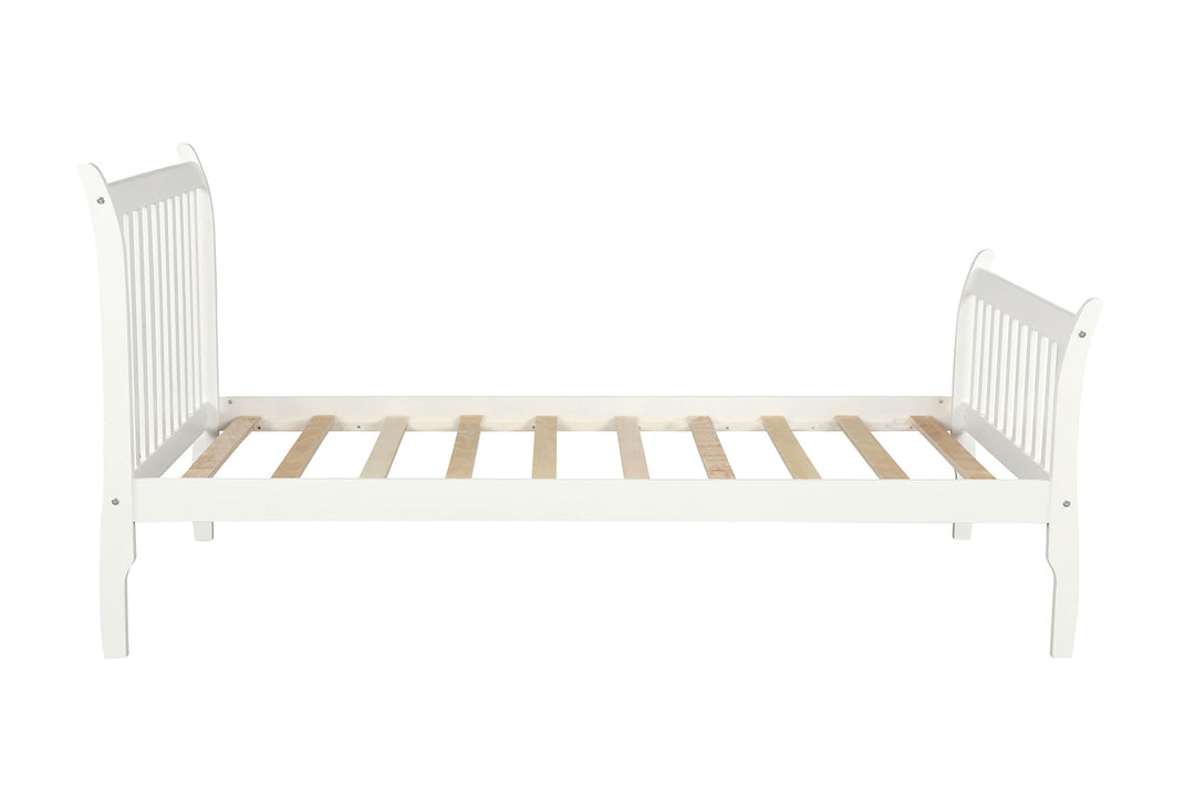 Platform Bed Frame Mattress Foundation with Wood Slat Support, Twin (White)