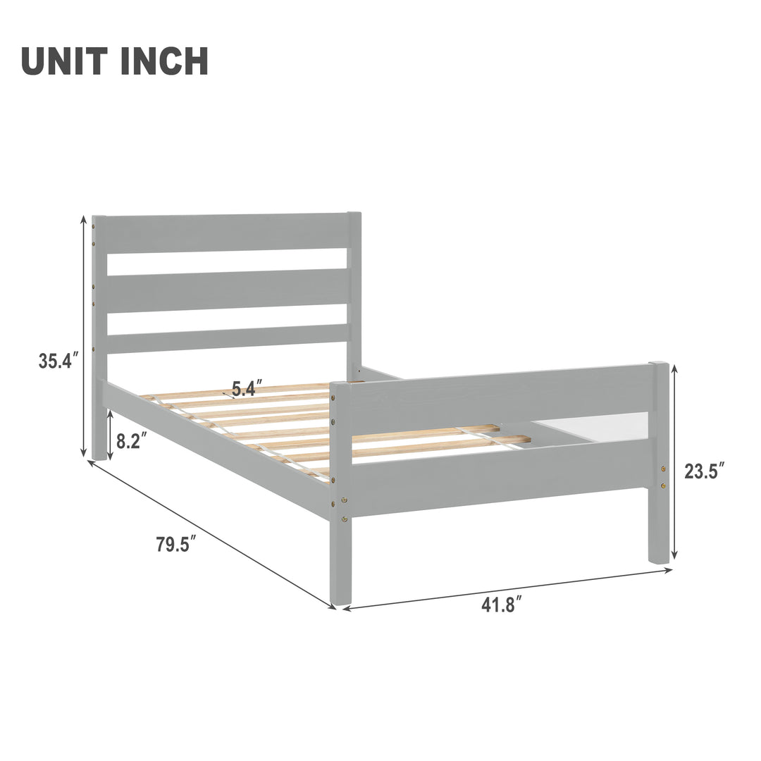 Twin Bed with Headboard and Footboard,Grey