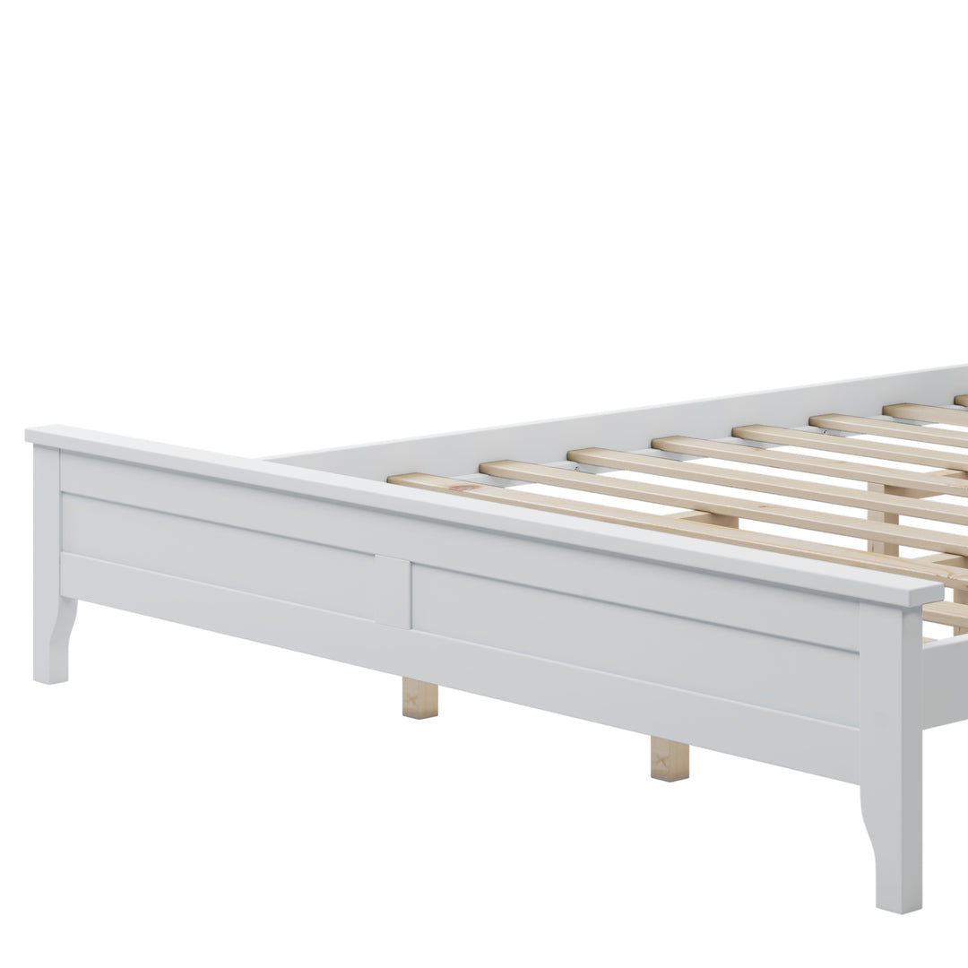 Modern White Solid Wood Queen Platform Bed