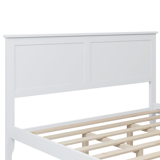 Modern White Solid Wood Queen Platform Bed