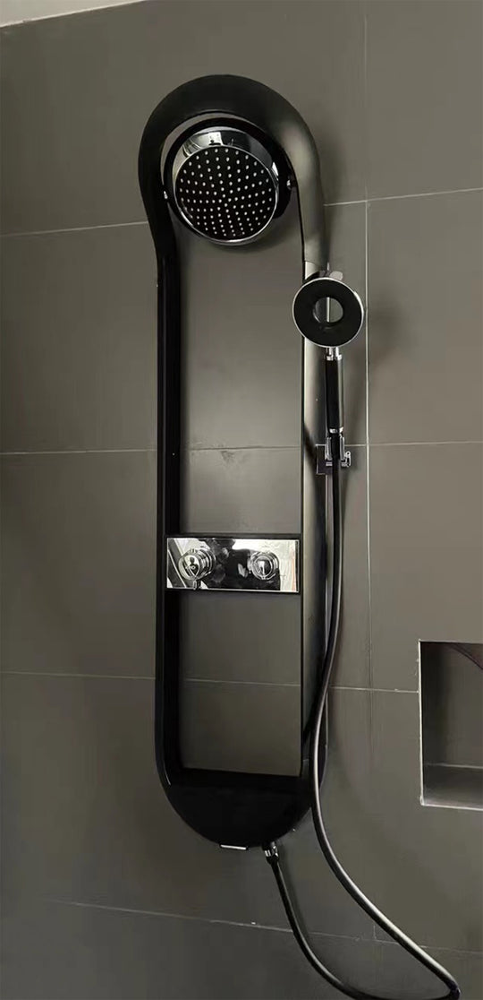 Shower System Adjustable Water Angle Mode with Double Shelves (Black)