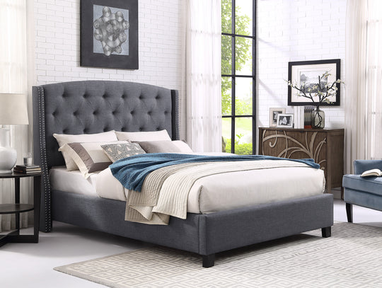 Queen Headboard, Footboard - Gray